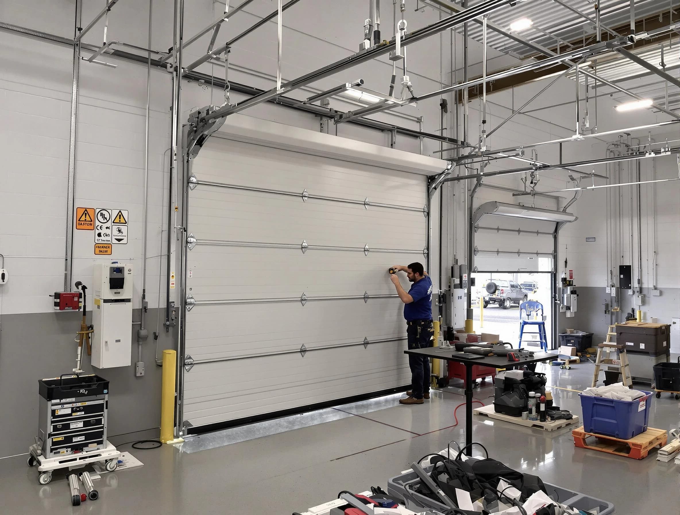 Commercial garage door repair being performed by Gardendale Garage Door Repair expert in Gardendale