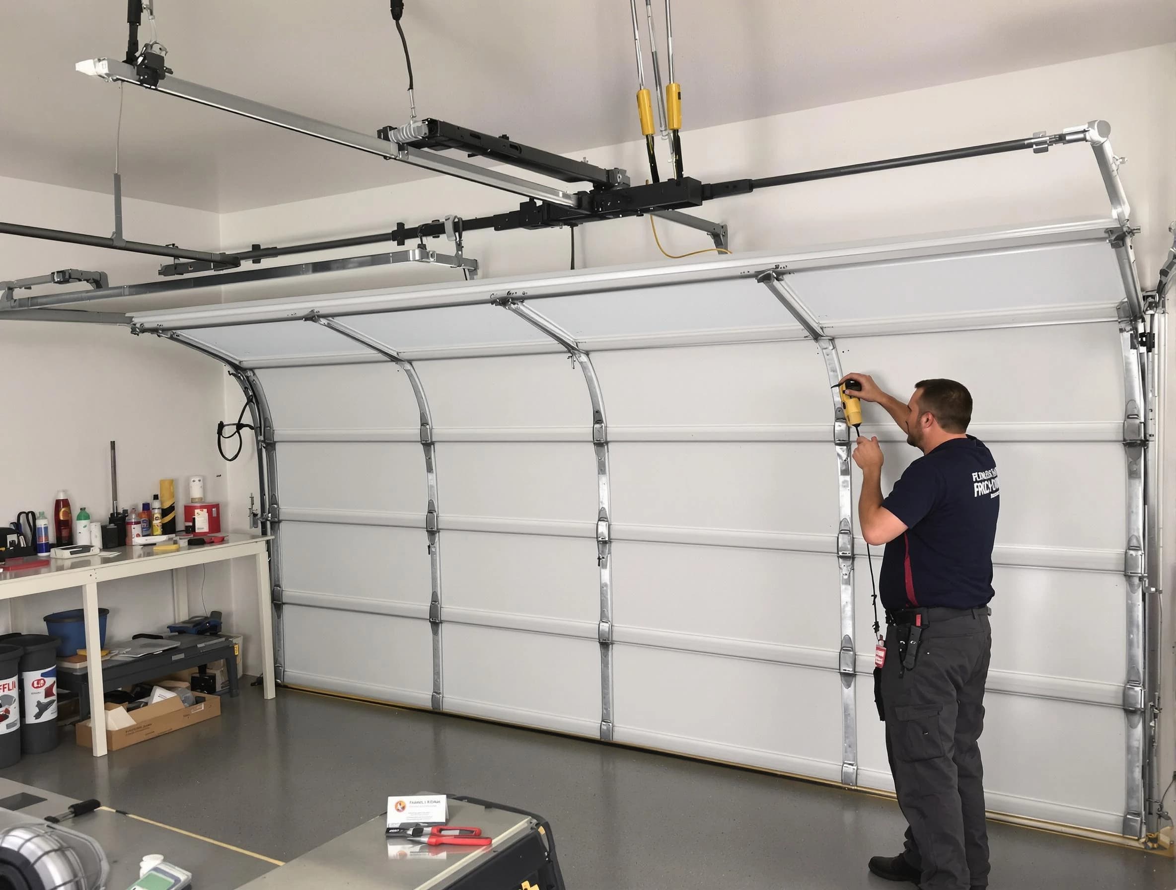 Gardendale Garage Door Repair certified technician performing overhead door system repair in Gardendale