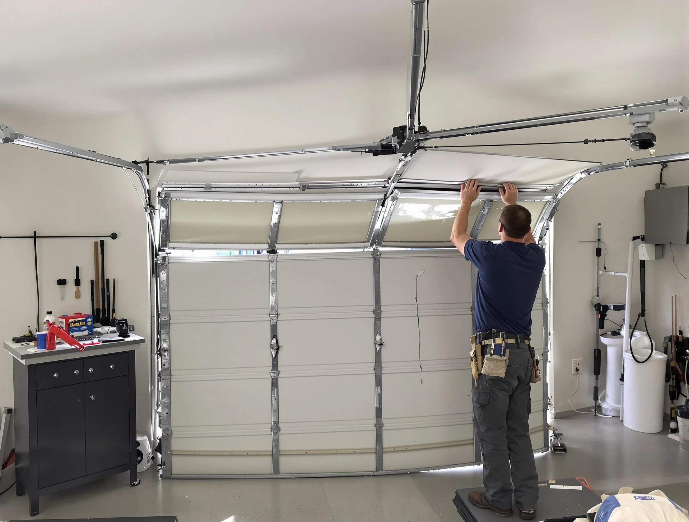 Gardendale Garage Door Repair specialist performing precise section replacement on Gardendale garage door