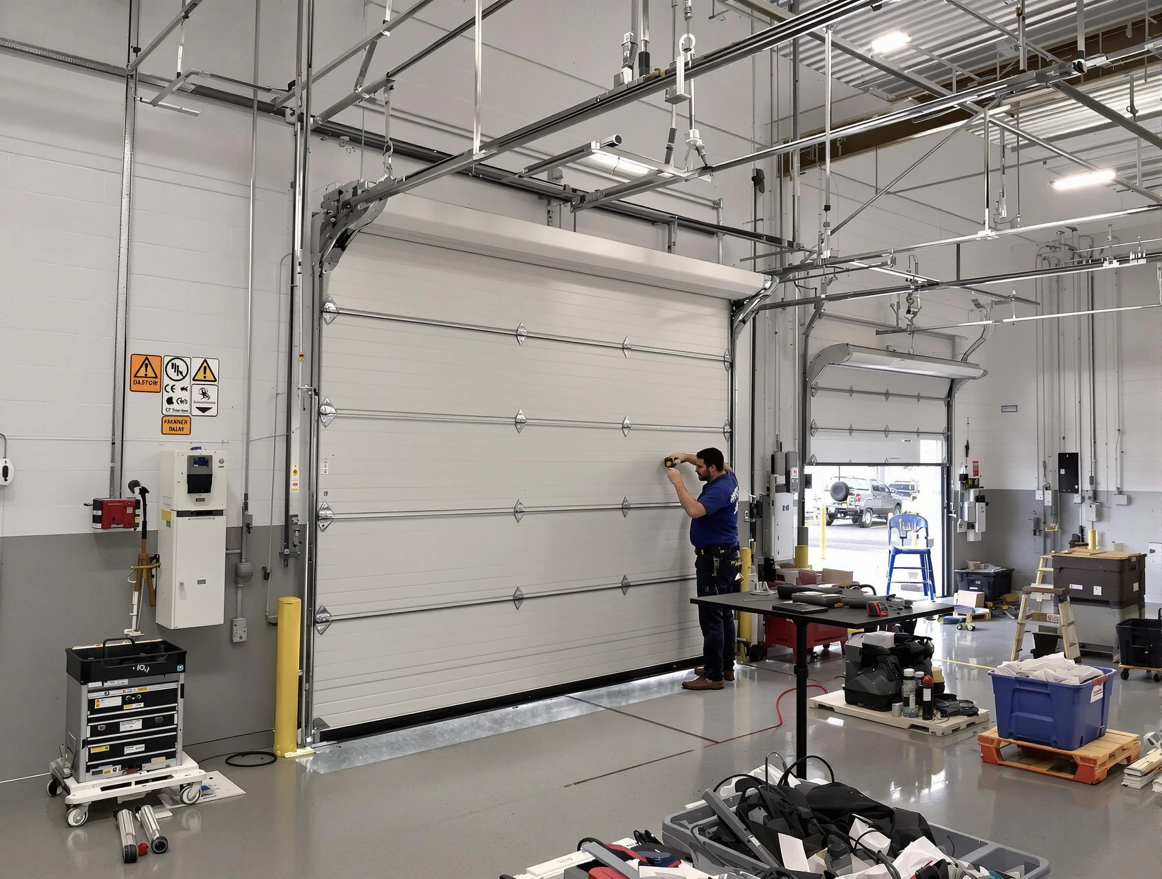 Commercial garage door repair being performed by Gardendale Garage Door Repair expert in Gardendale