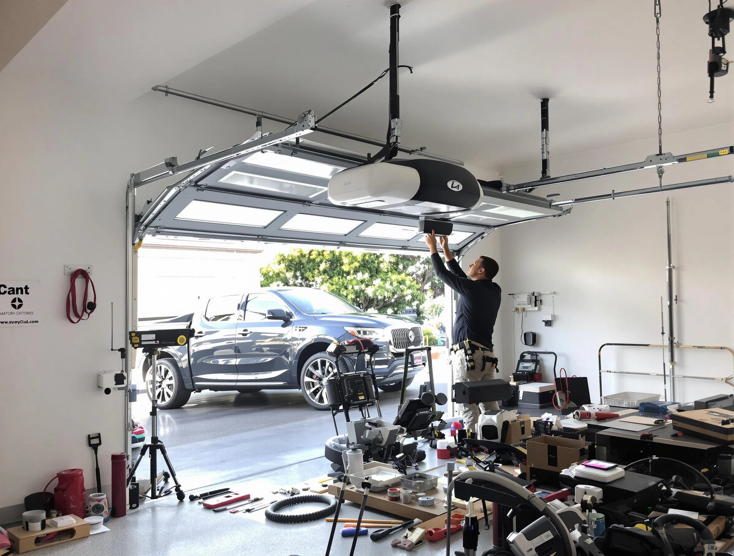Gardendale Garage Door Repair specialist installing smart garage door opener system in Gardendale home
