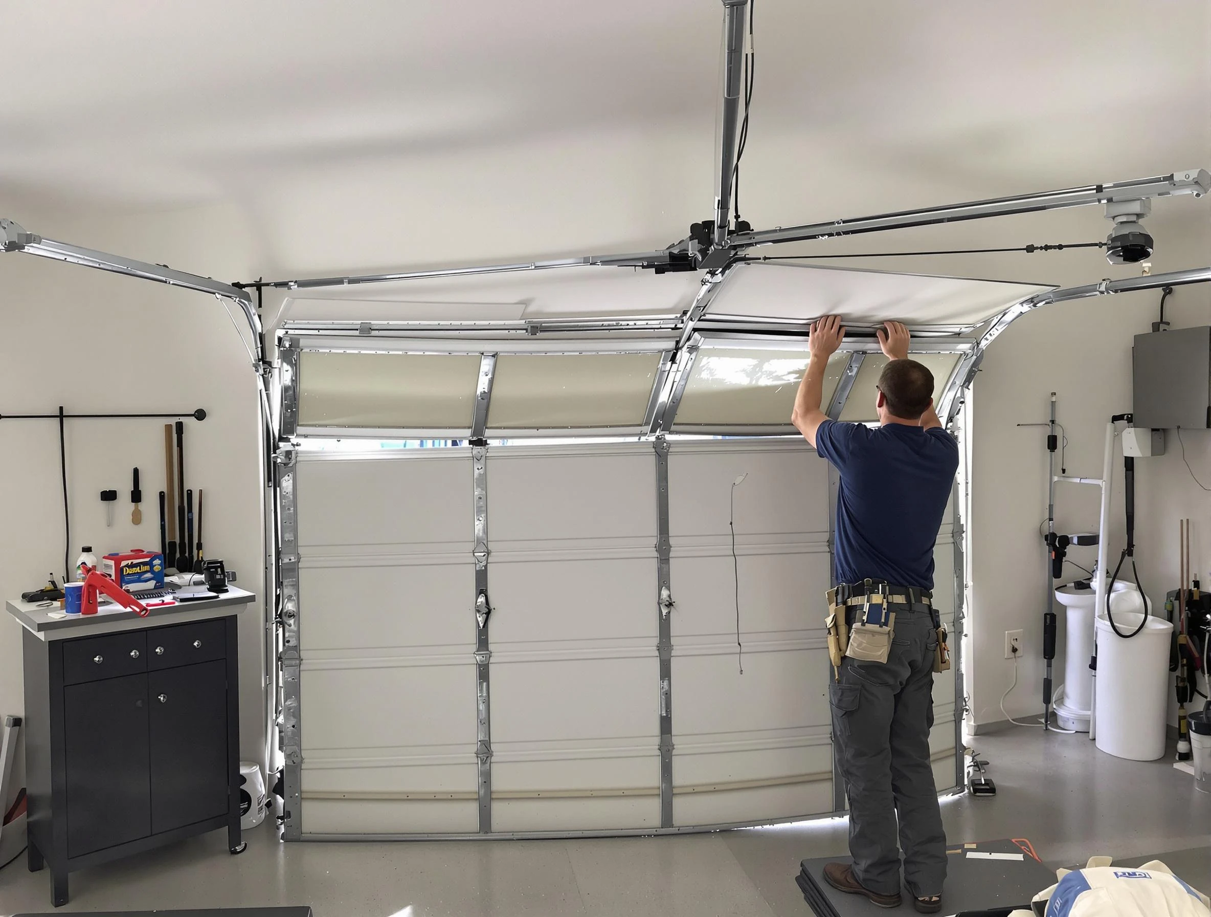 Gardendale Garage Door Repair specialist performing precise section replacement on Gardendale garage door